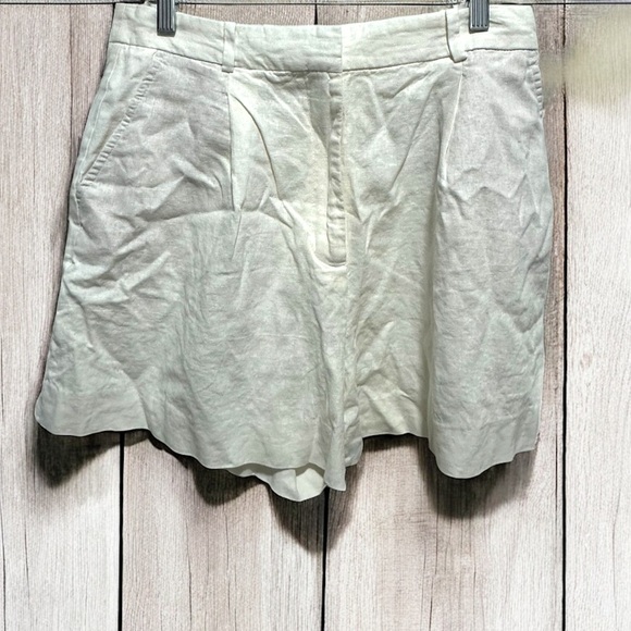 Zara Cream off White Button-Up Linen Blend Shorts Size Large coastal beach prep - Picture 1 of 6